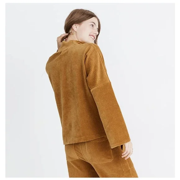 Madewell Top Turtleneck Long Sleeves Fall Velour Corduroy Mockneck XXS AE617 - Picture 7 of 11